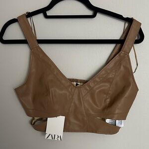 Zara Beige Leather Top